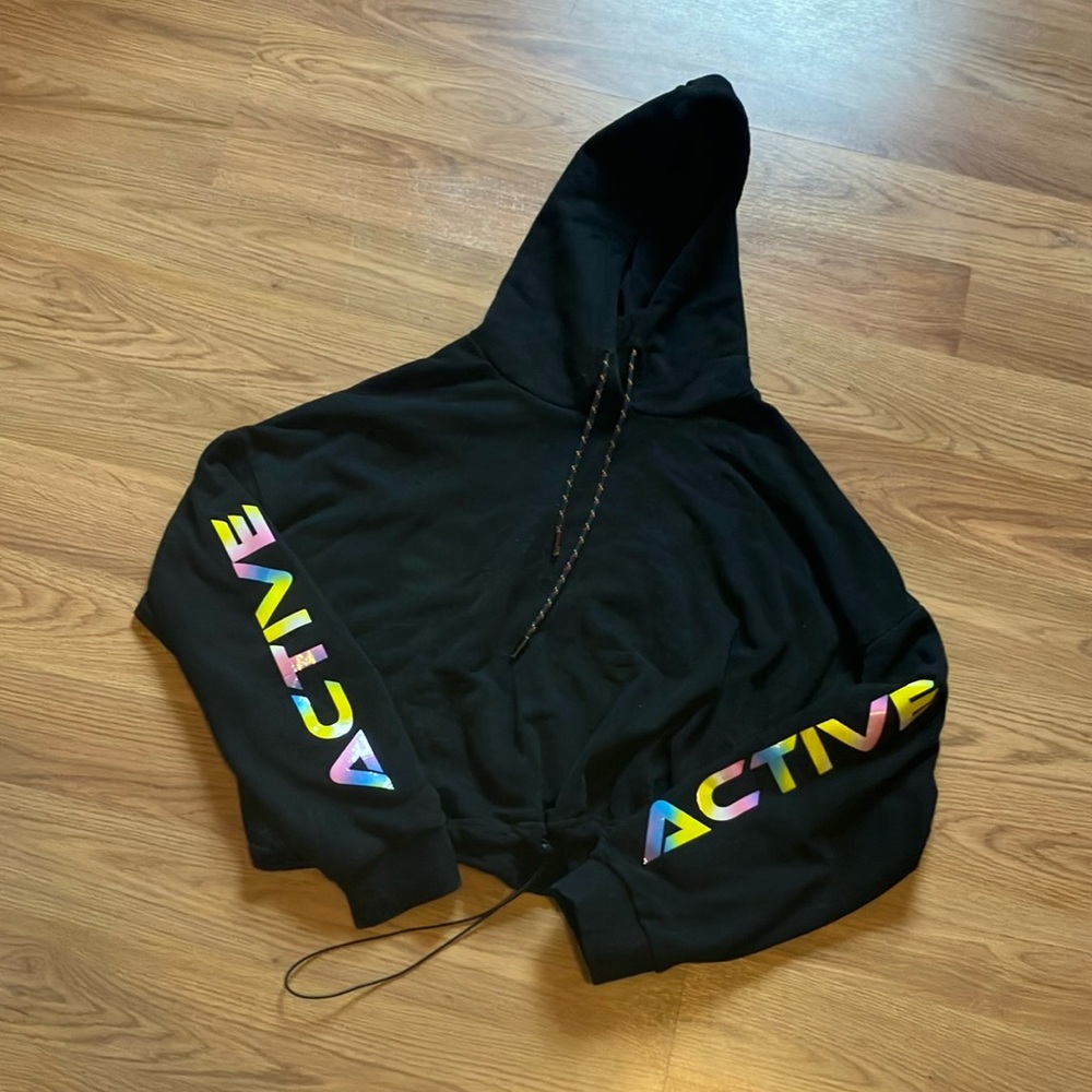 Women’s Zyia Black Cropped Hoodie, Size Large